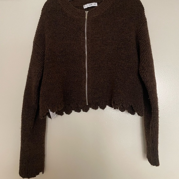 Mango Aranya Scallop Trim Zip Cardigan - Picture 10 of 11